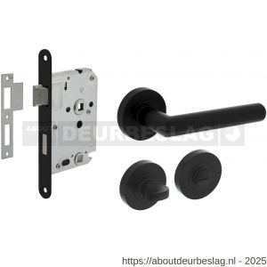 Intersteel Living 1693 set toiletslot 63/8 mm zwart met deurkruk Bastian op rozet diameter 52x10 mm en WC-sluiting zwart - R26011050 - afbeelding 1