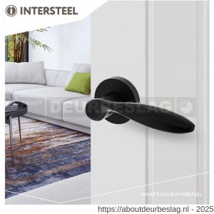 Intersteel Living 1695 deurkruk George op rozet verdekt diameter 52x10 mm met nokken zwart - R26008241 - afbeelding 4
