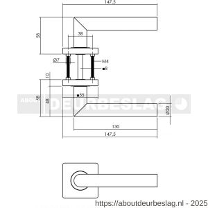 Intersteel Living 1707 deurkruk Bastian op rozet 55x55x10 mm met nokken zwart - R26009156 - afbeelding 3