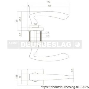 Intersteel Living 1711 deurkruk Zeus op rozet verdekt 55x55x10 mm met nokken zwart - R26006759 - afbeelding 3