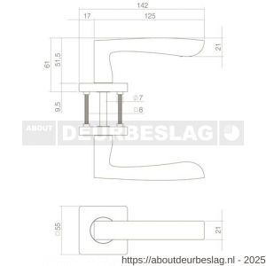 Intersteel Living 1712 deurkruk Minos op rozet verdekt 55x55x10 mm met nokken zwart - R26008252 - afbeelding 4