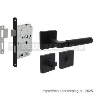 Intersteel Living 1741 set toiletslot 63/8 zwart met deurkruk Baustil op rozet 55x55 mm en WC-sluiting zwart - R26011054 - afbeelding 1