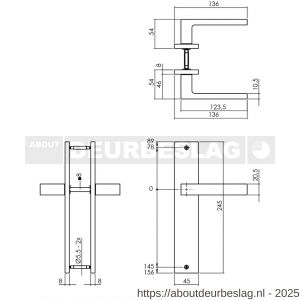Intersteel Living 1744 deurkruk Hera op schild rechthoekig 245x45 mm blind zwart - R26010300 - afbeelding 2