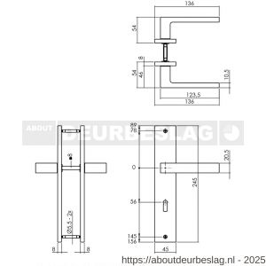 Intersteel Living 1744 deurkruk Hera op schild rechthoekig 245x45 mm sleutelgat 56 mm zwart - R26010302 - afbeelding 2