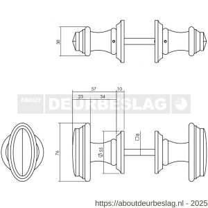 Intersteel Living 1846 knopkruk met freesrand en ronde rozet beukenhout zwart - R26009919 - afbeelding 2