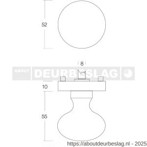 Intersteel Living 2126 knop vast op ronde rozet met nokken en stift mat zwart - R26008260 - afbeelding 2