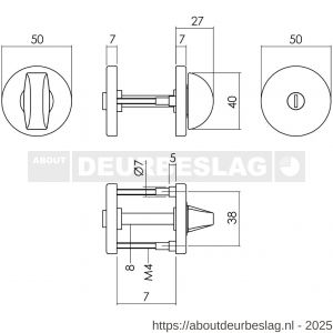 Intersteel Living 3092 WC-sluiting verdekt diameter 50x7 mm met nokken en stift 8x8 mm zwart - R26009165 - afbeelding 2