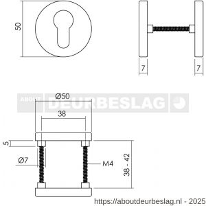 Intersteel Living 3092 cilinderrozetten verdekt diameter 50x7 mm met nokken zwart - R26011142 - afbeelding 2