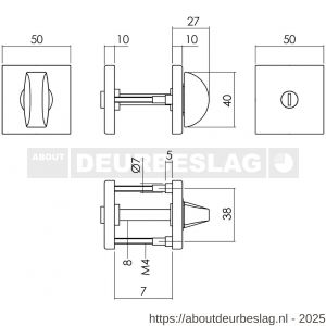 Intersteel Living 3093 WC-sluiting verdekt 50x50x10 mm met nokken en stift 8x8 mm zwart - R26009168 - afbeelding 2
