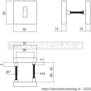 Intersteel Living 3093 sleutelrozetten verdekt 50x50x10 mm met nokken zwart - R26011139 - afbeelding 2