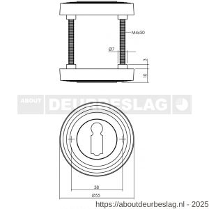 Intersteel Living 3178 sleutelrozetten verdekt met rillen diameter 55x10 mm en nokken zwart - R26011026 - afbeelding 2