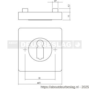 Intersteel Living 3185 sleutelrozetten verdekt 55x55x10 mm met nokken zwart - R26011003 - afbeelding 2