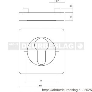 Intersteel Living 3185 cilinderrozetten verdekt 55x55x10 mm met nokken zwart - R26011004 - afbeelding 2
