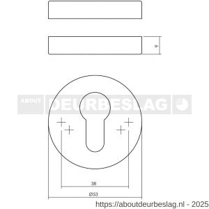 Intersteel Living 3410 cilinderrozetten verdekt diameter 53x9 mm structuur zwart - R26011076 - afbeelding 2