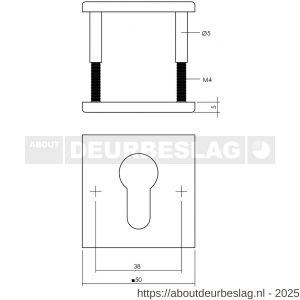 Intersteel Living 3433 rozet met profielcilindergat vierkant RVS geborsteld mat zwart - R26011099 - afbeelding 2