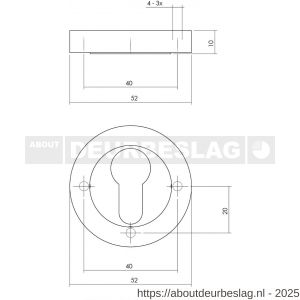 Intersteel Living 3476 cilinderrozetten verdekt diameter 52x10 mm met nokken zwart - R26011008 - afbeelding 2