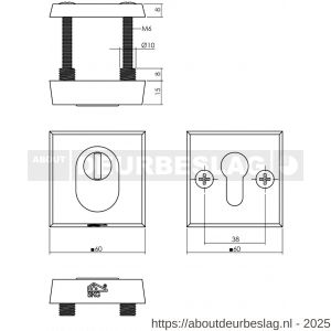 Intersteel Living 3750 SKG3 veiligheidsrozetten vierkant 60x60x15 mm profielcilindergat met kerntrekbeveiliging zwart - R26009933 - afbeelding 2