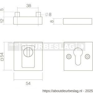Intersteel Living 3755 SKG3 veiligheidsrozetten vierkant 54x54x12 mm profielcilindergat met kerntrekbeveiliging structuur zwart - R26008287 - afbeelding 2