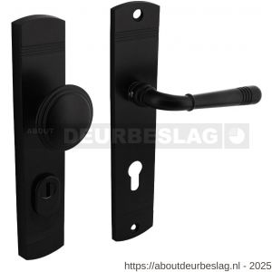 Intersteel Living 3778 voordeurbeslag Helena 239x50 mm knop-kruk profielcilindergat 72 mm met kerntrekbeveiliging zwart - R26010803 - afbeelding 1