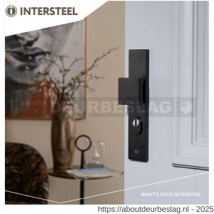 Intersteel Living 3794 SKG3 veiligheidsbeslag rechthoekig 250x50 mm greep-kruk Jura met veerconstructie profielcilindergat 72 mm met kerntrekbeveiliging zwart - R26009695 - afbeelding 3