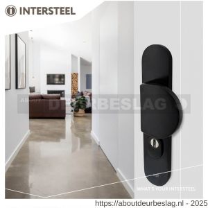 Intersteel Living 3796 SKG3 veiligheidsbeslag ovaal 250x50 mm greep-kruk Rond met veerconstructie profielcilindergat 55 mm met kerntrekbeveiliging zwart - R26008288 - afbeelding 2