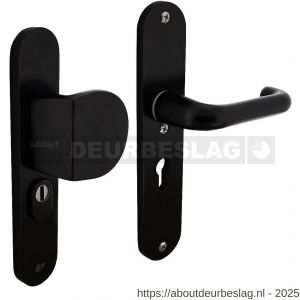 Intersteel Living 3796 SKG3 veiligheidsbeslag ovaal 250x50 mm greep-kruk Rond met veerconstructie profielcilindergat 55 mm met kerntrekbeveiliging zwart - R26008288 - afbeelding 1