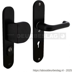 Intersteel Living 3796 SKG3 veiligheidsbeslag ovaal 250x50 mm greep-kruk Rond met veerconstructie profielcilindergat 72 mm met kerntrekbeveiliging zwart - R26008289 - afbeelding 1