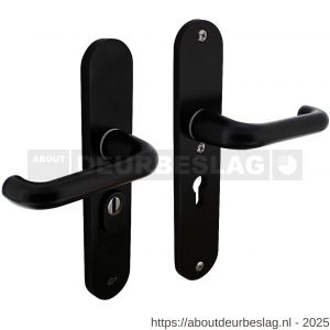 Intersteel Living 3797 SKG3 veiligheidsbeslag ovaal 250x50 mm kruk-kruk Rond met veerconstructie profielcilindergat 55 mm met kerntrekbeveiliging zwart - R26008290 - afbeelding 1