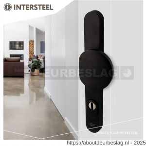 Intersteel Living 3798 SKG3 veiligheidsbeslag ovaal smal 250x35 mm greep-kruk Verkropt met veerconstructie profielcilindergat 92 mm met kerntrekbeveiliging zwart - R26009938 - afbeelding 3