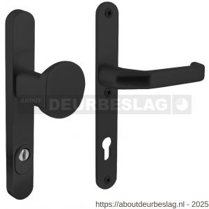Intersteel Living 3798 SKG3 veiligheidsbeslag ovaal smal 250x35 mm greep-kruk Verkropt met veerconstructie profielcilindergat 92 mm met kerntrekbeveiliging zwart - R26009938 - afbeelding 1