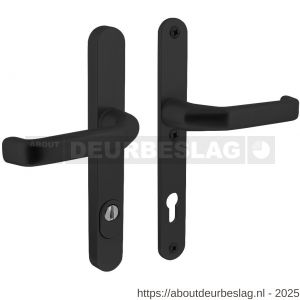 Intersteel Living 3799 SKG3 veiligheidsbeslag ovaal smal 250x35 mm kruk-kruk Verkropt met veerconstructie profielcilindergat 92 mm met kerntrekbeveiliging zwart - R26009939 - afbeelding 1