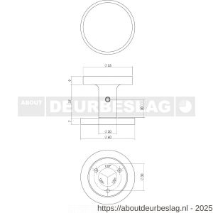 Intersteel Living 3929 voordeurknop plat diameter 55 mm op achterplaat diameter 60 mm éénzijdige montage aluminium zwart - R26008292 - afbeelding 3