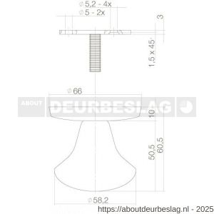 Intersteel Living 3930 voordeurknop paddenstoel diameter 58 mm op achterplaat diameter 66 mm éénzijdige montage structuur zwart - R26007420 - afbeelding 2