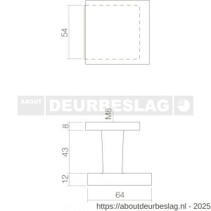 Intersteel Living 3930 voordeurknop vierkant 64x64 mm op achterplaat 54x54 mm verkropt éénzijdige montage structuur zwart - R26006805 - afbeelding 2