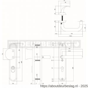 Intersteel Living 3960 SKG3 veiligheidsbeslag ovaal 250x50 mm greep-kruk Rond profielcilindergat 55 mm met kerntrekbeveiliging structuur zwart - R26007028 - afbeelding 2
