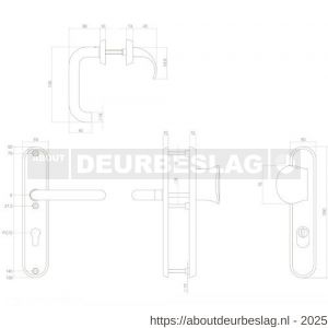 Intersteel Living 3960 SKG3 veiligheidsbeslag ovaal 250x50 mm greep-kruk Rond profielcilindergat 72 mm met kerntrekbeveiliging structuur zwart - R26006806 - afbeelding 2