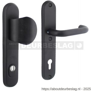 Intersteel Living 3960 SKG3 veiligheidsbeslag ovaal 250x50 mm greep-kruk Rond profielcilindergat 92 mm met kerntrekbeveiliging structuur zwart - R26007029 - afbeelding 1