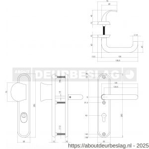 Intersteel Living 3960 SKG3 veiligheidsbeslag ovaal 250x50 mm greep-kruk Rond profielcilindergat 92 mm met kerntrekbeveiliging structuur zwart - R26007029 - afbeelding 2