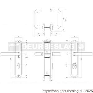 Intersteel Living 3961Z SKG3 veiligheidsbeslag ovaal 250x50 mm kruk-kruk Rond profielcilindergat 55 mm met kerntrekbeveiliging structuur zwart - R26008294 - afbeelding 2