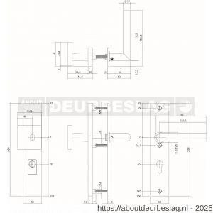 Intersteel Living 3962Z SKG3 veiligheidsbeslag rechthoekig 250x50 mm greep-kruk Jura profielcilindergat 55 mm met kerntrekbeveiliging structuur zwart - R26008299 - afbeelding 2