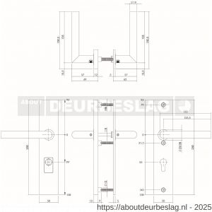 Intersteel Exclusives 3963Z SKG3 veiligheidsbeslag rechthoekig 250x50 mm kruk-kruk Jura profielcilindergat 55 mm met kerntrekbeveiliging structuur zwart - R26008303 - afbeelding 2