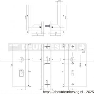 Intersteel Exclusives 3963Z SKG3 veiligheidsbeslag rechthoekig 250x50 mm kruk-kruk Jura profielcilindergat 72 mm met kerntrekbeveiliging structuur zwart - R26008304 - afbeelding 2
