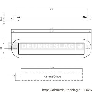 Intersteel Living 4000 briefplaat ovaal 340x80 mm met klep-regenrand structuur zwart - R26007310 - afbeelding 2