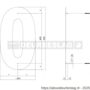 Intersteel Living 4021 huisnummer 0 XXL hoogte 500 mm RVS-mat zwart - R26009186 - afbeelding 2