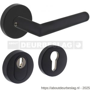 Intersteel Living 4057 set achterdeurbeslag rond deurkruk Jura met massieve rozetten en SKG3 veiligheidsrozetten structuur zwart - R26009689 - afbeelding 1