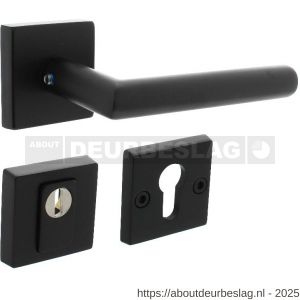 Intersteel Living 4057 set achterdeurbeslag vierkant deurkruk Jura met massieve rozetten en SKG3 veiligheidsrozetten structuur zwart - R26009691 - afbeelding 1