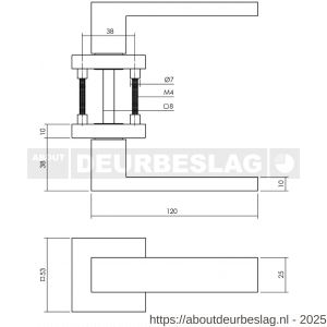 Intersteel Living 4057 set achterdeurbeslag vierkant Amsterdam met massieve rozetten structuur zwart - R26010660 - afbeelding 3