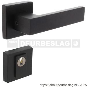 Intersteel Living 4057 set achterdeurbeslag vierkant Amsterdam met massieve rozetten en SKG3 veiligheidsrozetten structuur zwart - R26010661 - afbeelding 1