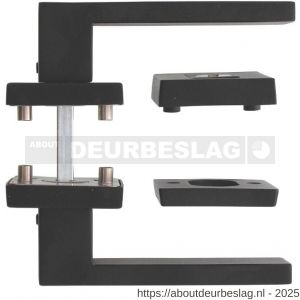 Intersteel Living 4057 set achterdeurbeslag vierkant Amsterdam met massieve rozetten en SKG3 veiligheidsrozetten structuur zwart - R26010661 - afbeelding 2