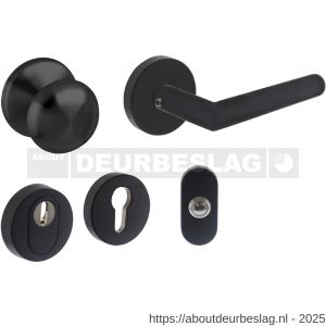 Intersteel Living 4057 set voordeurbeslag rond voordeurknop SKG rozetten deurbel en deurkruk op rozet structuur zwart - R26009949 - afbeelding 1
